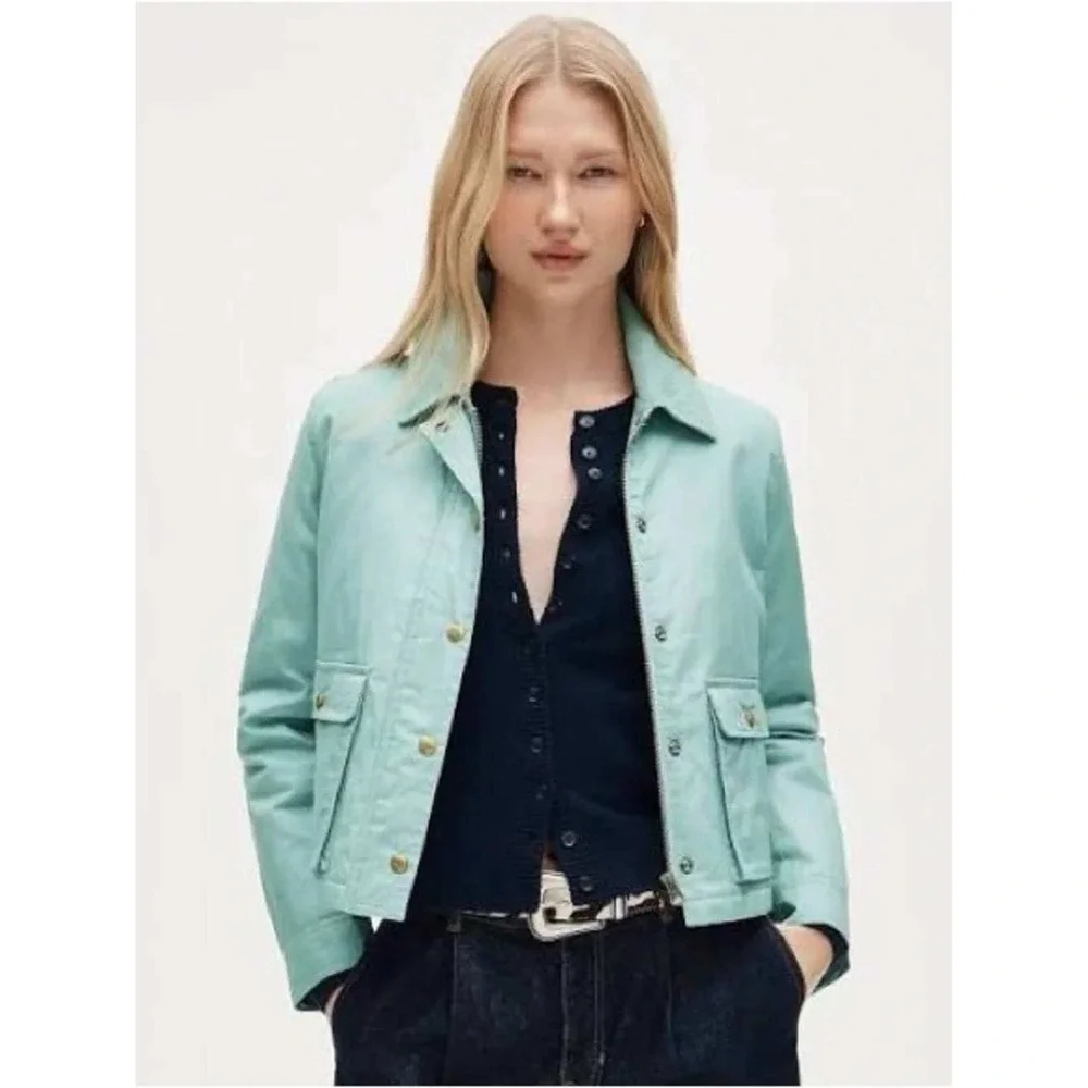 J. Crew Cropped Barn Jacket Smoky Seaglass Sz Small NWT $228‎
